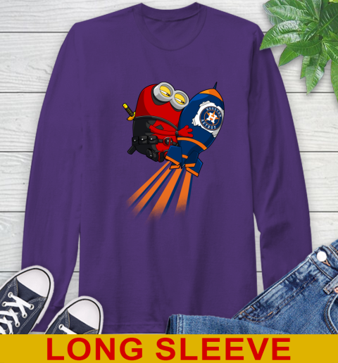 MLB Baseball Houston Astros Deadpool Minion Marvel Shirt Long Sleeve T-Shirt 5
