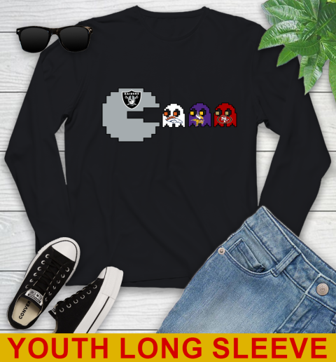 Oakland Raiders NFL Football Pac Man Champion Youth Long Sleeve 2