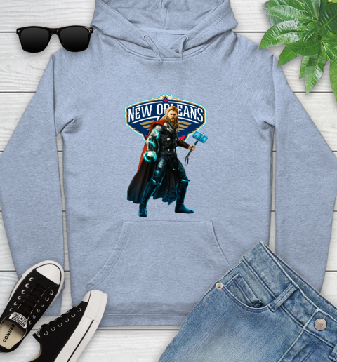 NBA Thor Avengers Endgame Basketball New Orleans Pelicans Youth Hoodie 10