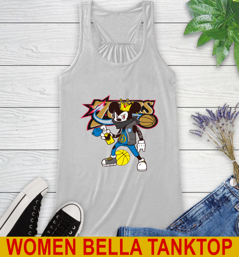 Philadelphia 76ers NBA Basketball Mickey Peace Sign Sports Racerback Tank