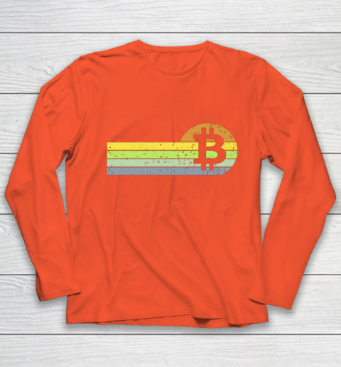 Bitcoin BTC Vintage Sunset Crypto Cryptocurrency Blockchain Youth Long Sleeve 3