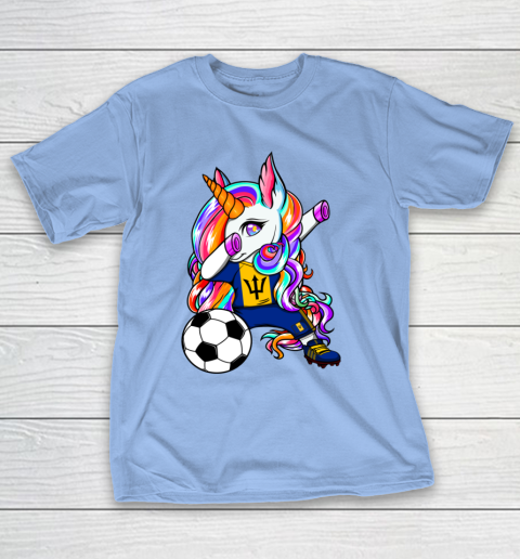 Dabbing Unicorn Barbados Soccer Fans Jersey Flag Football T-Shirt 11