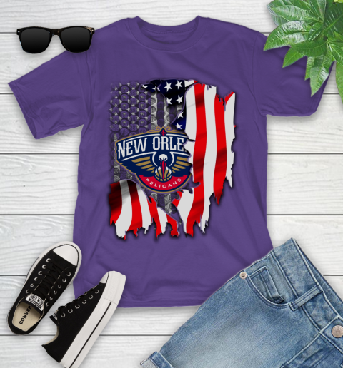 New Orleans Pelicans NBA Basketball American Flag Youth T-Shirt 3