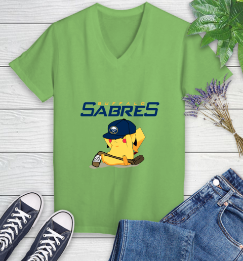 NHL Pikachu Hockey Sports Buffalo Sabres Women's V-Neck T-Shirt 11