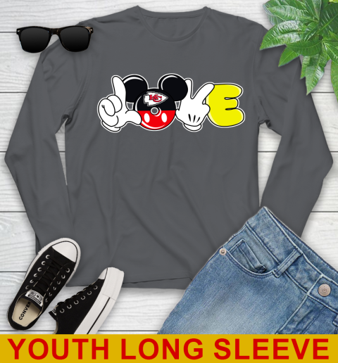 Kansas City Chiefs NFL Football Love Mickey Disney Sports Youth Long Sleeve 9