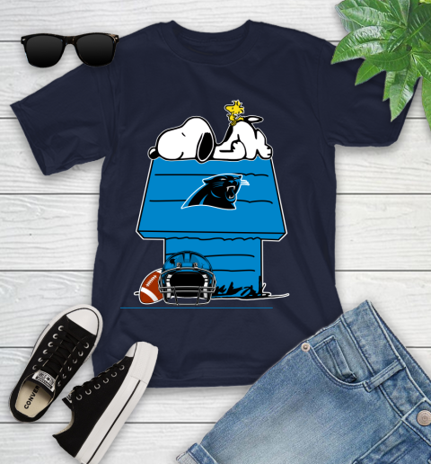 Carolina Panthers NFL Football Snoopy Woodstock The Peanuts Movie Youth T-Shirt 3