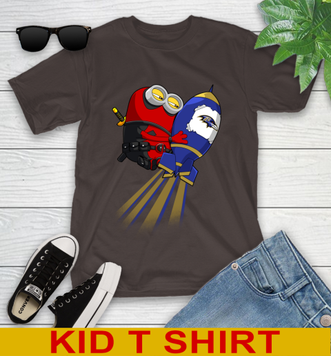 NFL Football Baltimore Ravens Deadpool Minion Marvel Shirt Youth T-Shirt 6