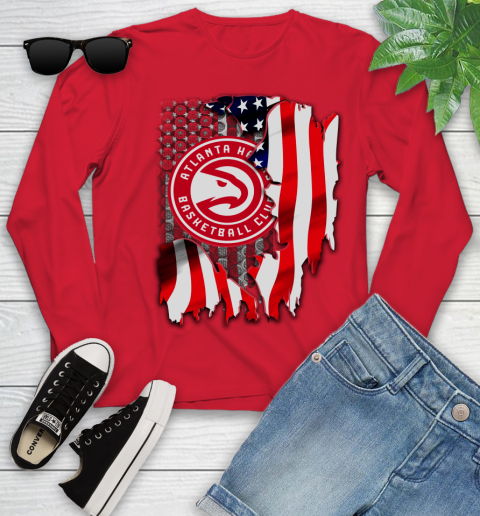 Atlanta Hawks NBA Basketball American Flag Youth Long Sleeve 11