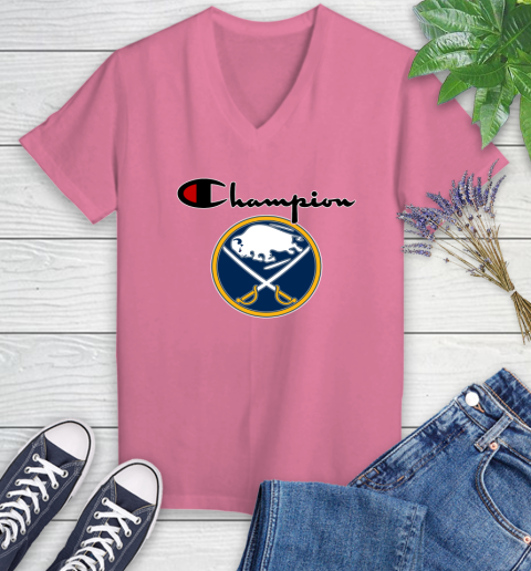 NHL Hockey Buffalo Sabres Champion Shirt Women's V-Neck T-Shirt 9