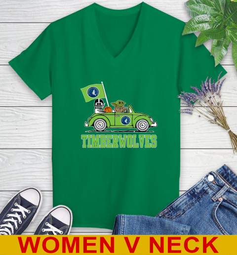 NBA Basketball Minnesota Timberwolves Darth Vader Baby Yoda Driving Star Wars Shirt Women's V-Neck T-Shirt 6