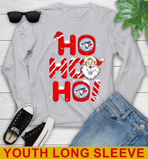 Toronto Blue Jays MLB Baseball Ho Ho Ho Santa Claus Merry Christmas Shirt Youth Long Sleeve 5