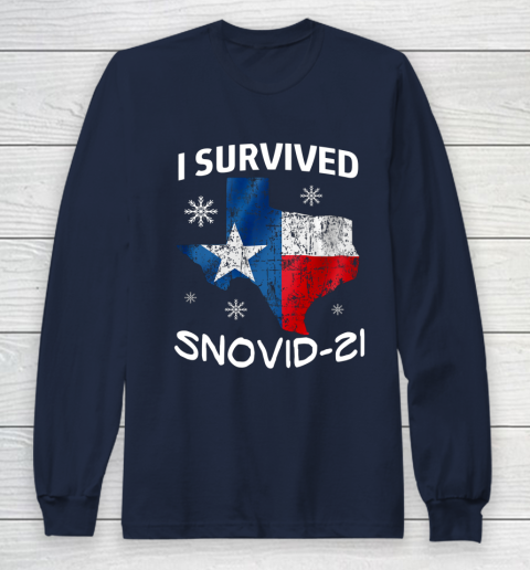 Snowstorm Texas 2021 I Survived Snovid 21 Snow Ice Outage Long Sleeve T-Shirt 2