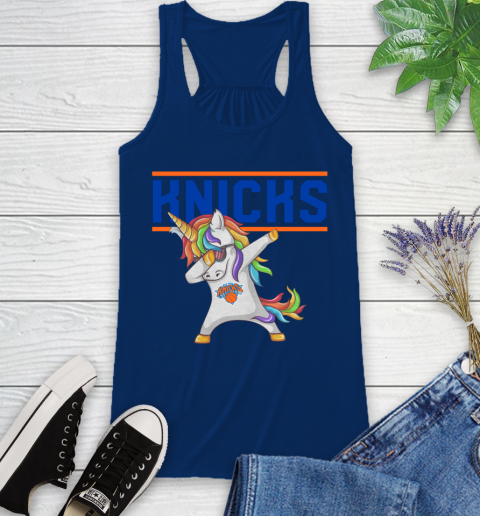 New York Knicks NBA Basketball Funny Unicorn Dabbing Sports Racerback Tank 9