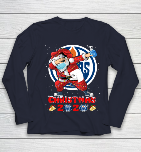 Edmonton Oilers Funny Santa Claus Dabbing Christmas 2020 NHL Youth Long Sleeve 2