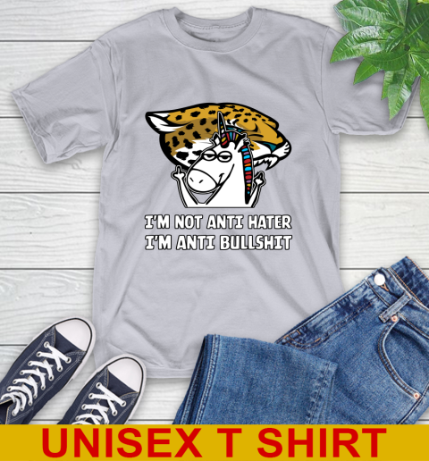Jacksonville Jaguars NFL Football Unicorn I'm Not Anti Hater I'm Anti Bullshit T-Shirt 6