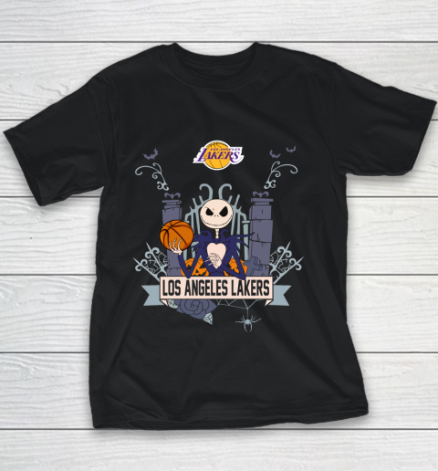 NBA Los Angeles Lakers Basketball Jack Skellington Halloween Youth T-Shirt