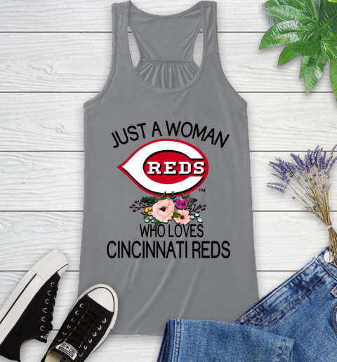 MLB Just A Woman Who Loves Cincinnati Reds Baseball Sports Racerback Tank 3