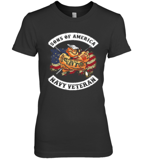 Popeye Sailor Man Son Of American Flag Navy Veteran Premium Women's T-Shirt