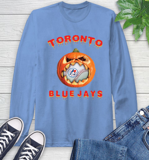 MLB Toronto Blue Jays Halloween Pumpkin Baseball Sports Long Sleeve T-Shirt 11