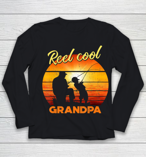 GrandFather gift shirt Vintage Fishing Reel Cool Grandpa Gift Fathers Mothers T Shirt Youth Long Sleeve