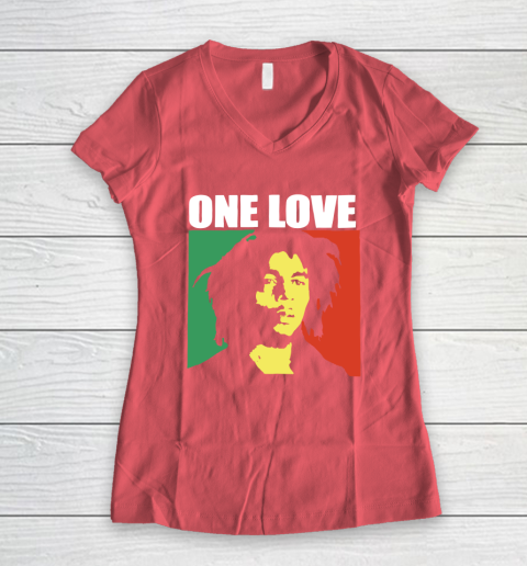 One Love Bob Marley Women's V-Neck T-Shirt 4