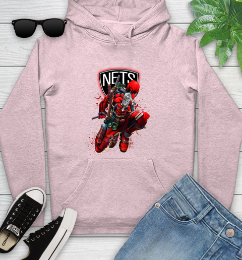 NBA Deadpool Marvel Comics Sports Basketball Brooklyn Nets Youth Hoodie 10