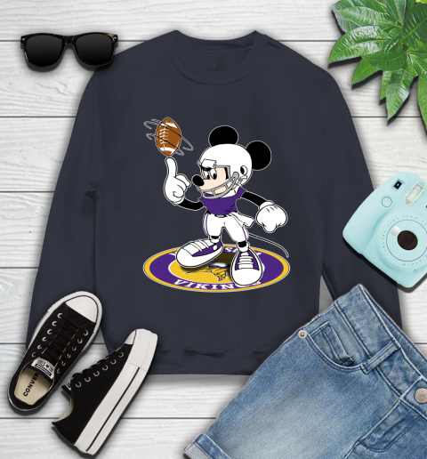 NFL Football Minnesota Vikings Cheerful Mickey Disney Shirt Youth Sweatshirt 3