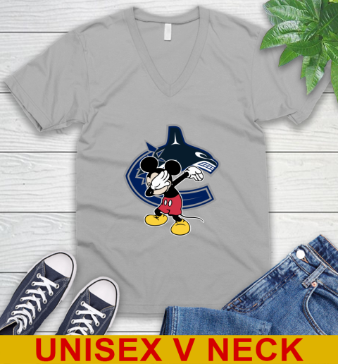 Vancouver Canucks NHL Hockey Dabbing Mickey Disney Sports V-Neck T-Shirt 4