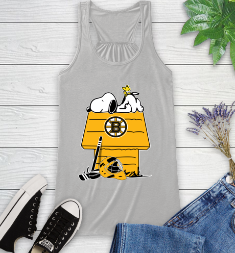 Boston Bruins NHL Hockey Snoopy Woodstock The Peanuts Movie Racerback Tank