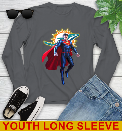 NFL Superman DC Sports Football Miami Dolphins Youth Long Sleeve 9