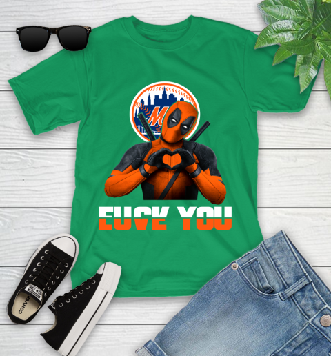MLB New York Mets Deadpool Love You Fuck You Baseball Sports Youth T-Shirt 8