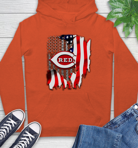Cincinnati Reds MLB Baseball American Flag Hoodie 4