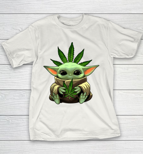 Baby Yoda Hug Marijuana Canabis Youth T-Shirt 2
