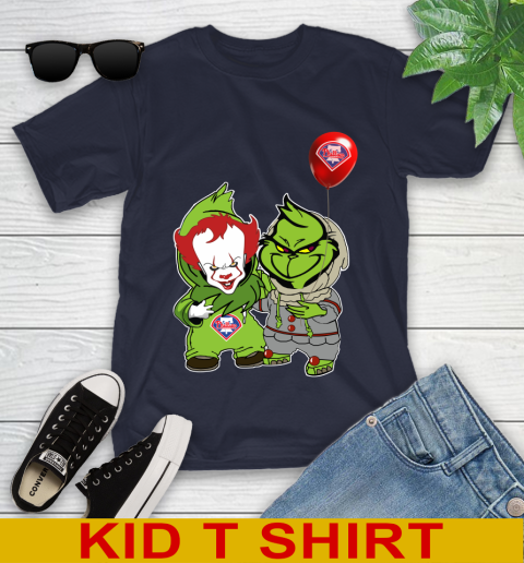 Baby Pennywise Grinch Christmas MLB Baseball Philadelphia Phillies Youth T-Shirt 3