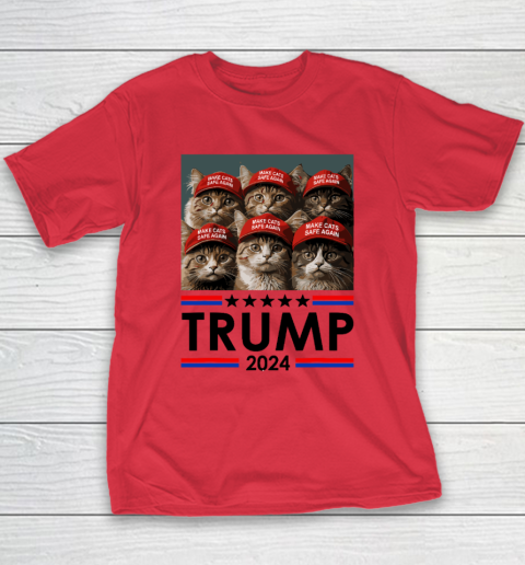 Donald Trump Make Cats Safe Again 2024 Debate Funny Youth T-Shirt 7