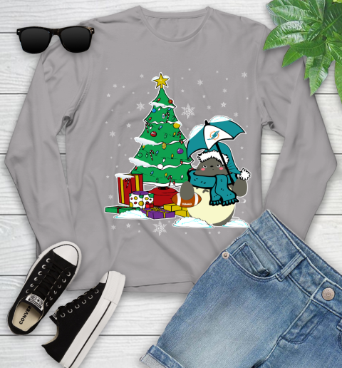 Miami Dolphins NFL Football Cute Tonari No Totoro Christmas Sports Youth Long Sleeve 5