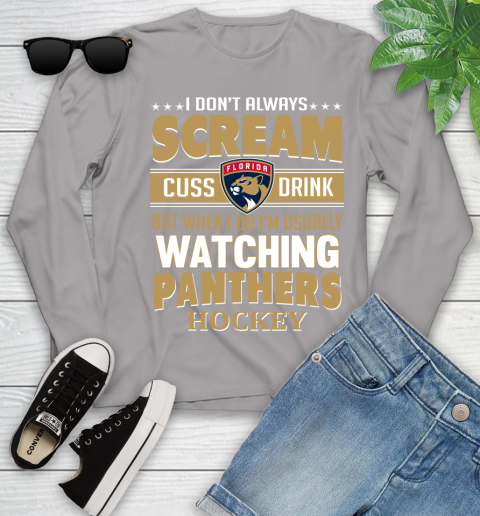 Florida Panthers NHL Hockey I Scream Cuss Drink When I'm Watching My Team Youth Long Sleeve 5