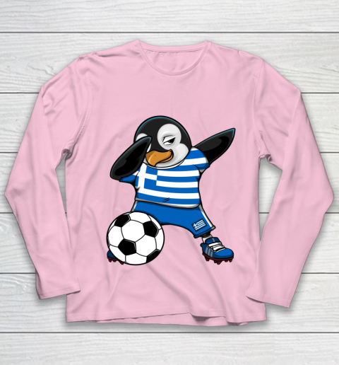 Dabbing Penguin Greece Soccer Fans Jersey Football Lovers Youth Long Sleeve 6
