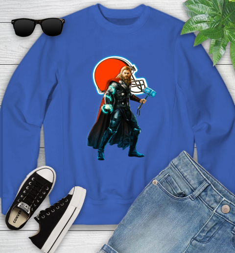 NFL Thor Avengers Endgame Football Cleveland Browns Youth Sweatshirt 8