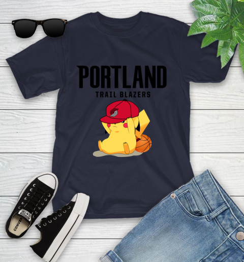 NBA Pikachu Basketball Sports Portland Trail Blazers Youth T-Shirt 3