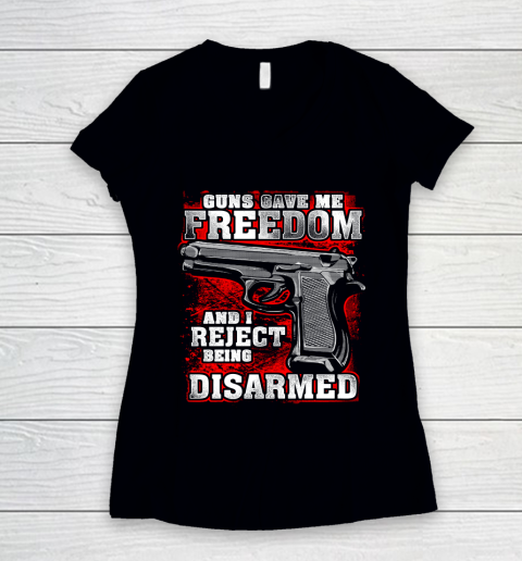 Veteran Shirt Gun Control Freedom Disarmed Women's V-Neck T-Shirt
