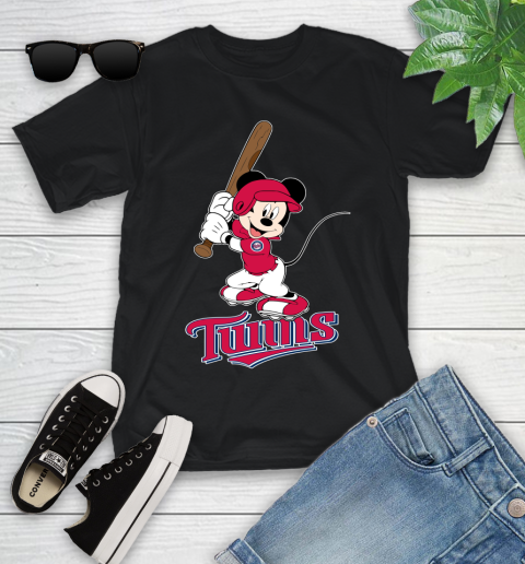 MLB Baseball Minnesota Twins Cheerful Mickey Mouse Shirt Youth T-Shirt