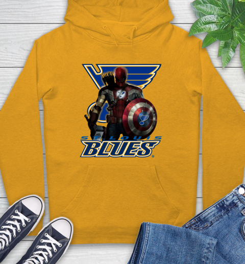 NHL Captain America Thor Spider Man Hawkeye Avengers Endgame Hockey St.Louis Blues Hoodie 3