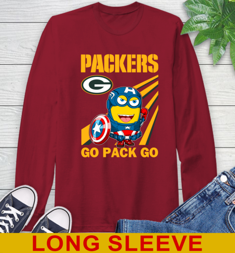 NFL Football Green Bay Packers Captain America Marvel Avengers Minion Shirt Long Sleeve T-Shirt 9