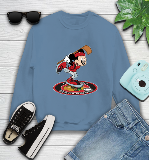 NHL Hockey Chicago Blackhawks Cheerful Mickey Disney Shirt Sweatshirt 8