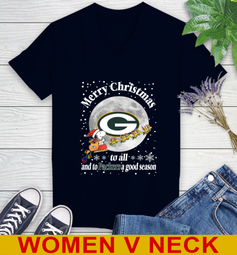 Green Bay Packers Merry Christmas To All And To Packers A Good Season NFL Football Sports Women's V-Neck T-Shirt 3 Green Bay Packers Merry Christmas To All And To Packers A Good Season NFL Football Sports Women's V-Neck T-Shirt - Image 3