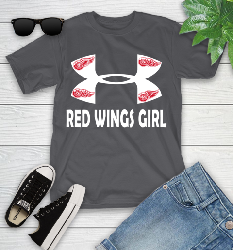 NHL Detroit Red Wings Girl Under Armour Hockey Sports Youth T-Shirt 6