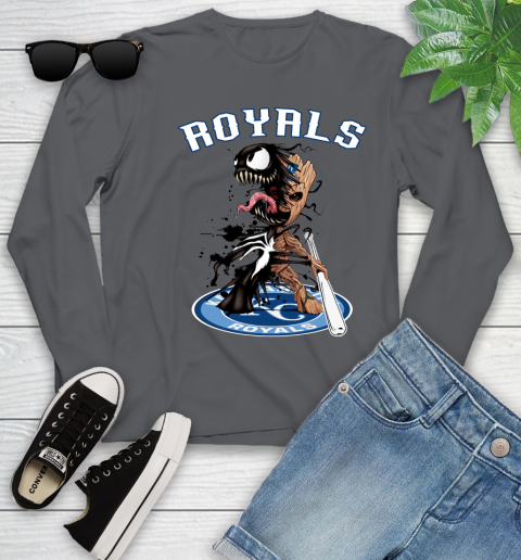 MLB Kansas City Royals Baseball Venom Groot Guardians Of The Galaxy Youth Long Sleeve 8