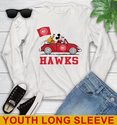 NBA Basketball Atlanta Hawks Pluto Mickey Driving Disney Shirt Youth Long Sleeve 12