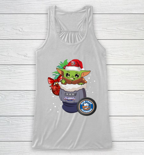 New York Islanders Christmas Baby Yoda Star Wars Funny Happy NHL Racerback Tank 2